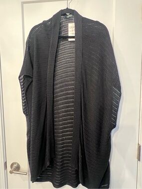 Lauren/Ralph Lauren, Open-Front Black Knit Cardigan, beach cover up
